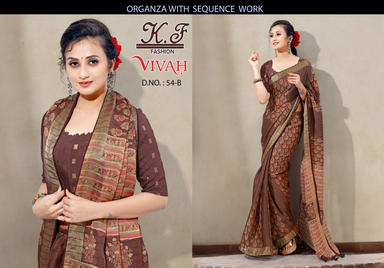 KF VIVAH 54 Latest Designer Ethnic Wear Organza Print New Saree Collection